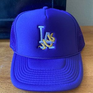 Purple LA trucker hat